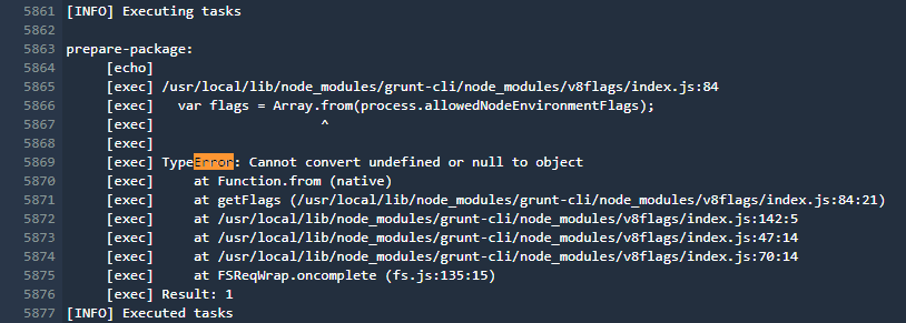 Grunt-cli TypeError
